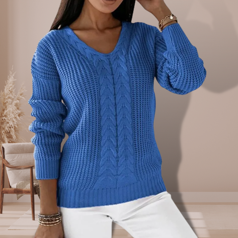 Luxury Knitted Ladies' Sweater - Vivienne-Blue-S-State of Style