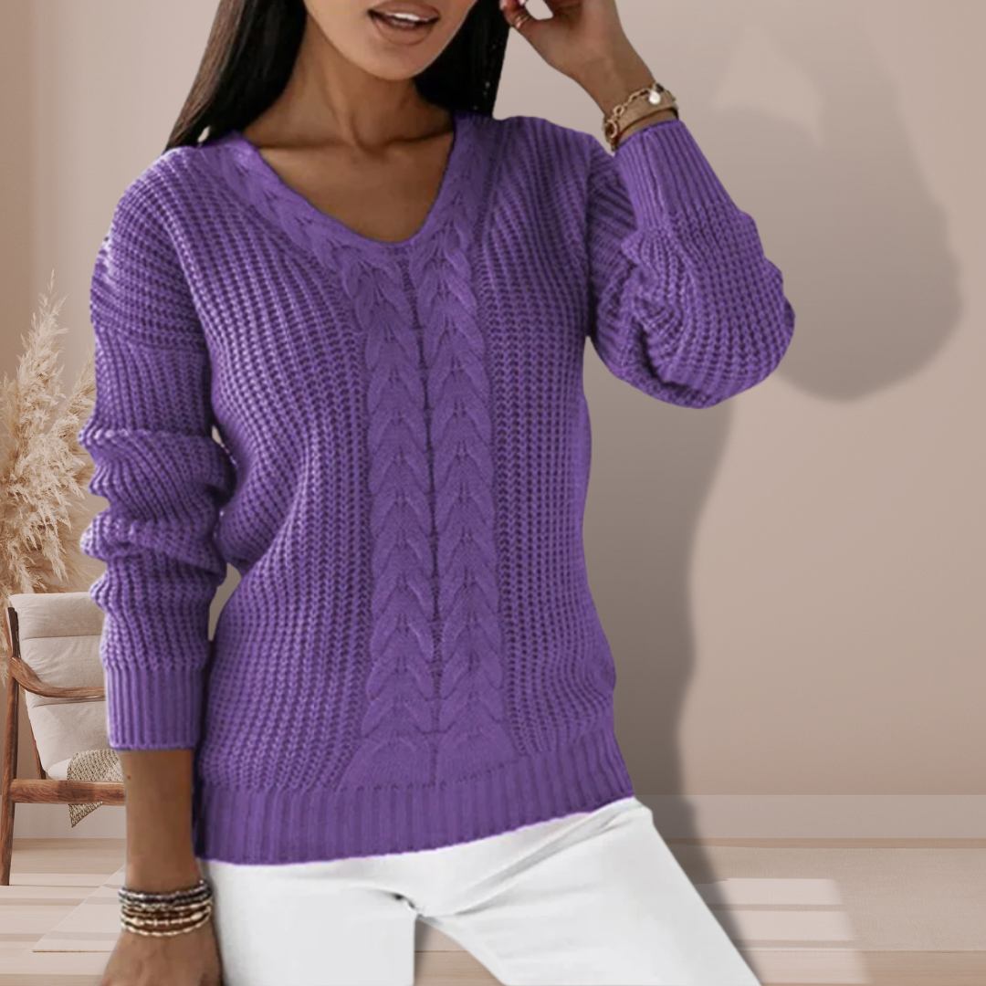 Luxury Knitted Ladies' Sweater - Vivienne-Purple-S-State of Style