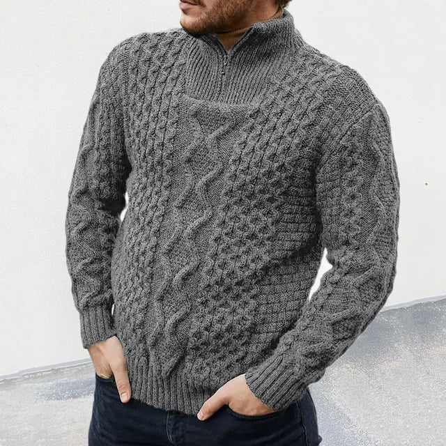 Luxury Knitted Sweater for Men - KnitCraft-Grey-M-State of Style