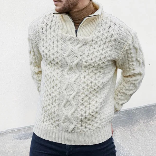 Luxury Knitted Sweater for Men - KnitCraft-White-M-State of Style