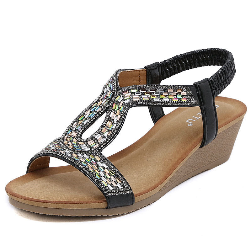 Luxury Ladies' Sandals with Wedge Heel – Celeste-Black-3-State of Style