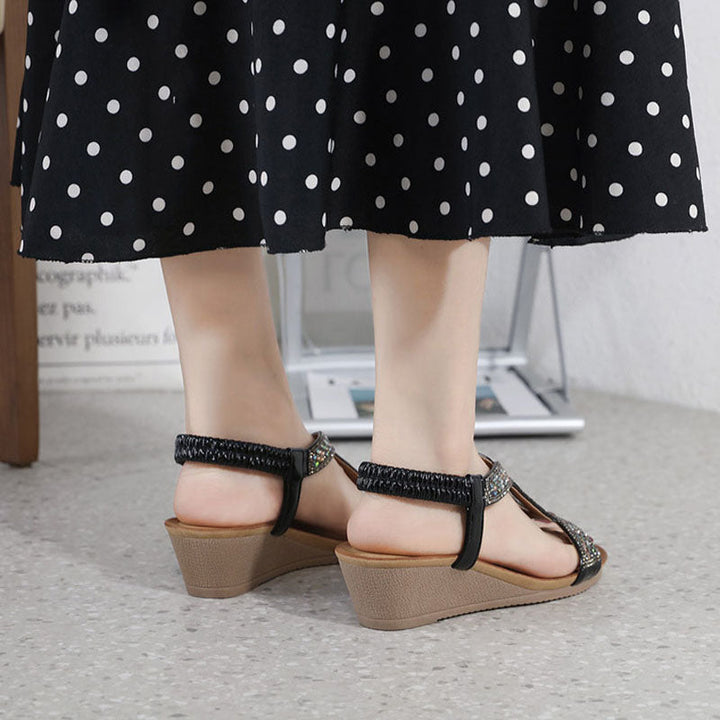 Luxury Ladies' Sandals with Wedge Heel – Celeste-Black-3-State of Style