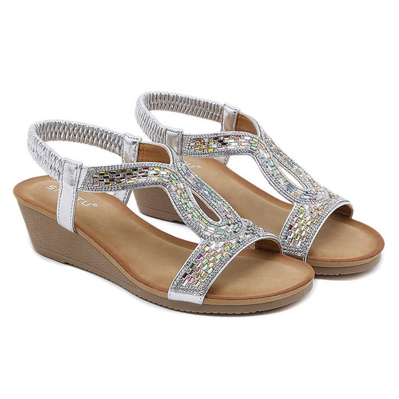Luxury Ladies' Sandals with Wedge Heel – Celeste-Silver-3-State of Style