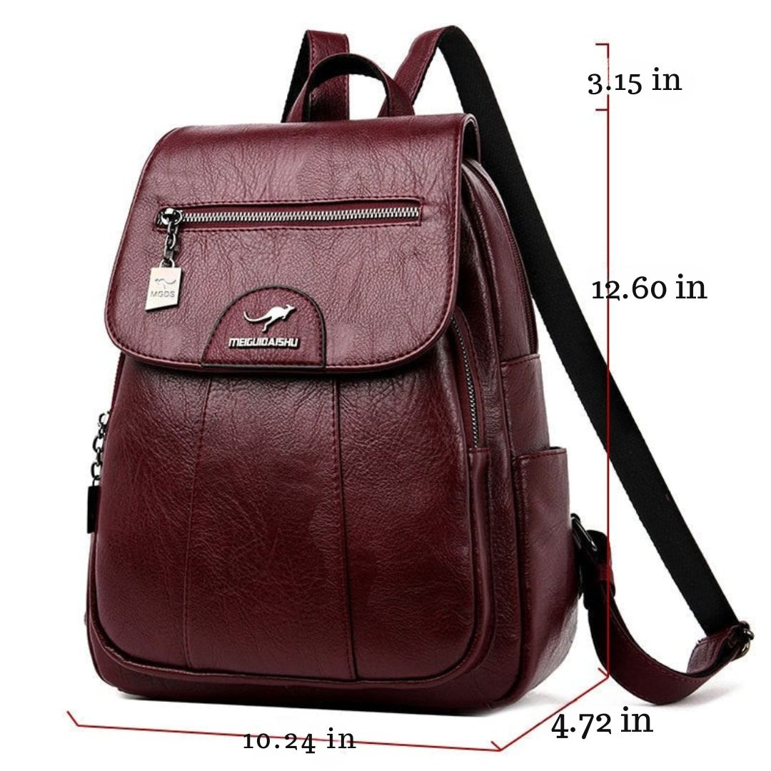 Luxury Leather Women's Backpack - Isolde-Bordeaux red-State of Style