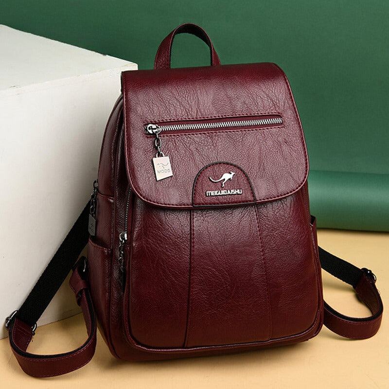 Luxury Leather Women's Backpack - Isolde-Bordeaux red-State of Style