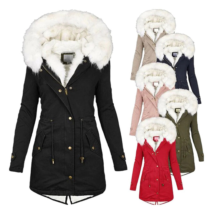 Luxury Lined Women's Winter Coat - Elena-Khaki-S-State of Style