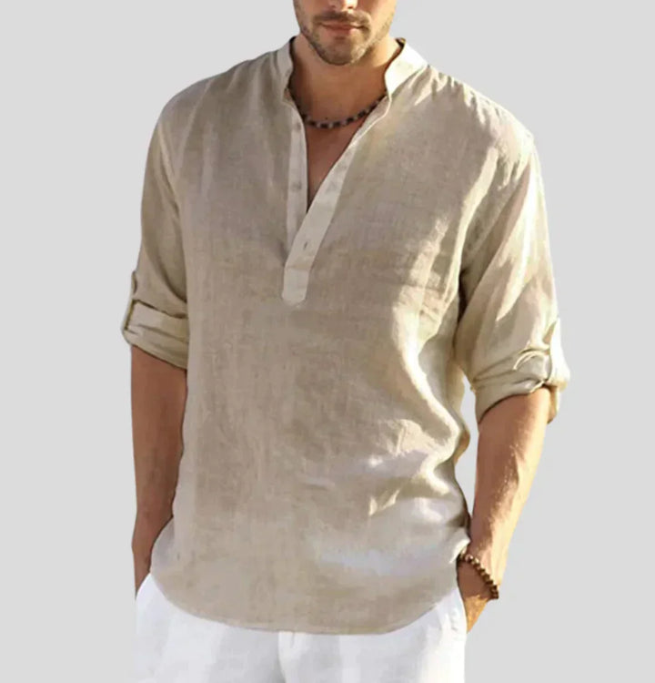 Luxury Linen Shirt - Hugo-Beige-S-State of Style