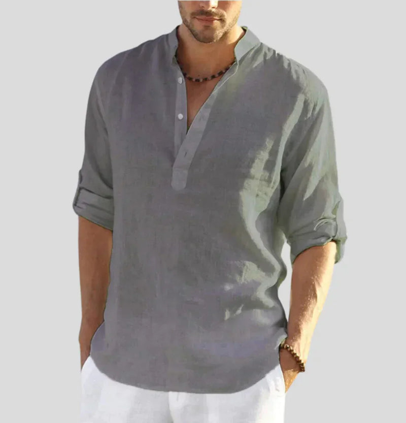 Luxury Linen Shirt - Hugo-Grey-S-State of Style