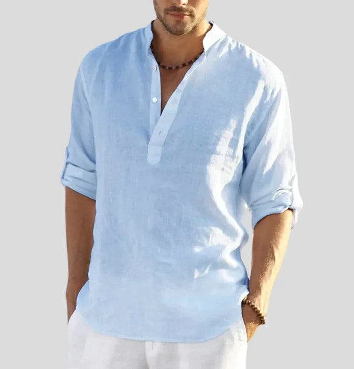 Luxury Linen Shirt - Hugo-Light Blue-S-State of Style