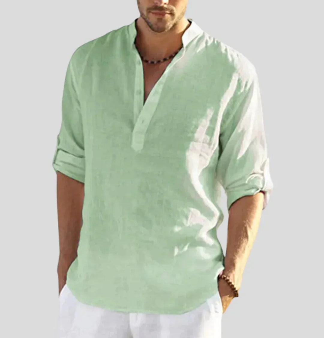 Luxury Linen Shirt - Hugo-Light Green-S-State of Style