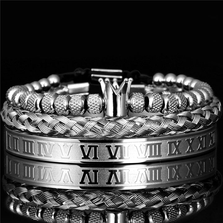 Luxury Men's Bracelet Set – Julius-Silver Crown Set-State of Style