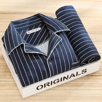 Luxury Men's Pyjama Set - Oliver-Dark Blue Striped-L-State of Style