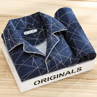 Luxury Men's Pyjama Set - Oliver-Dark Blue Triangle-L-State of Style