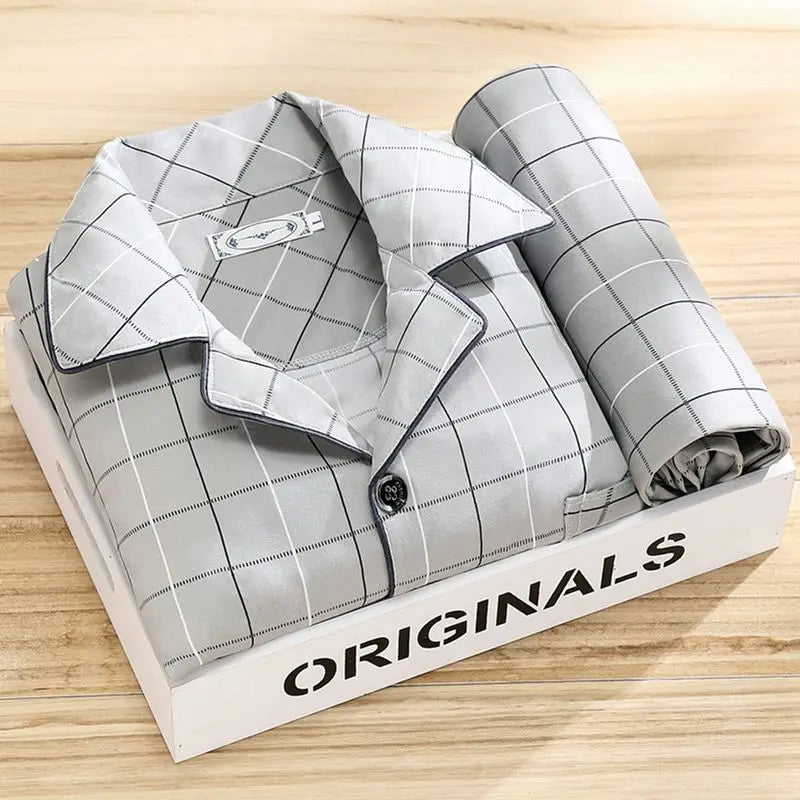 Luxury Men's Pyjama Set - Oliver-Light Grey Check-L-State of Style