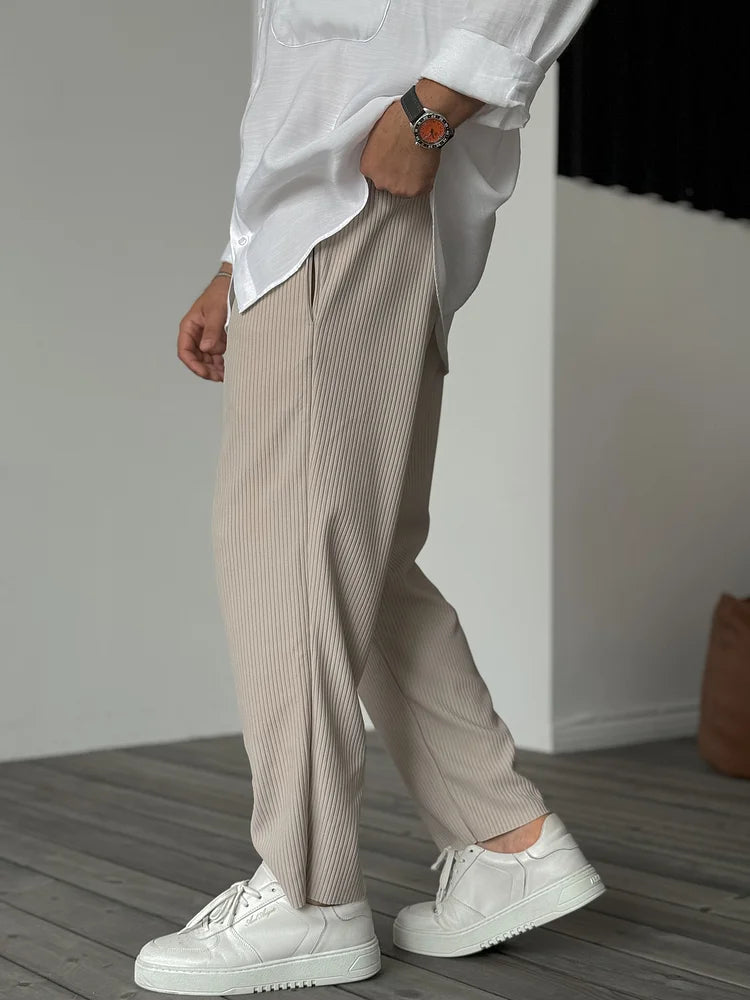 Luxury Men's Trousers in Soft Fabric – Alessio-Beige-S-State of Style