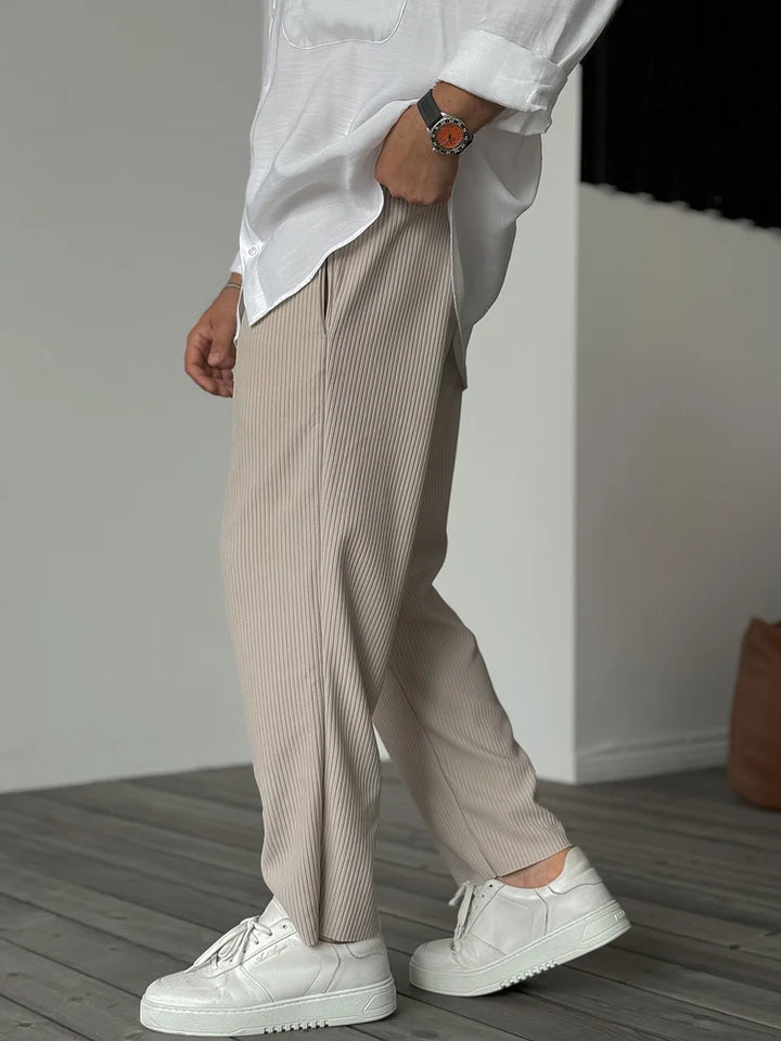 Luxury Men's Trousers in Soft Fabric – Alessio-Beige-S-State of Style