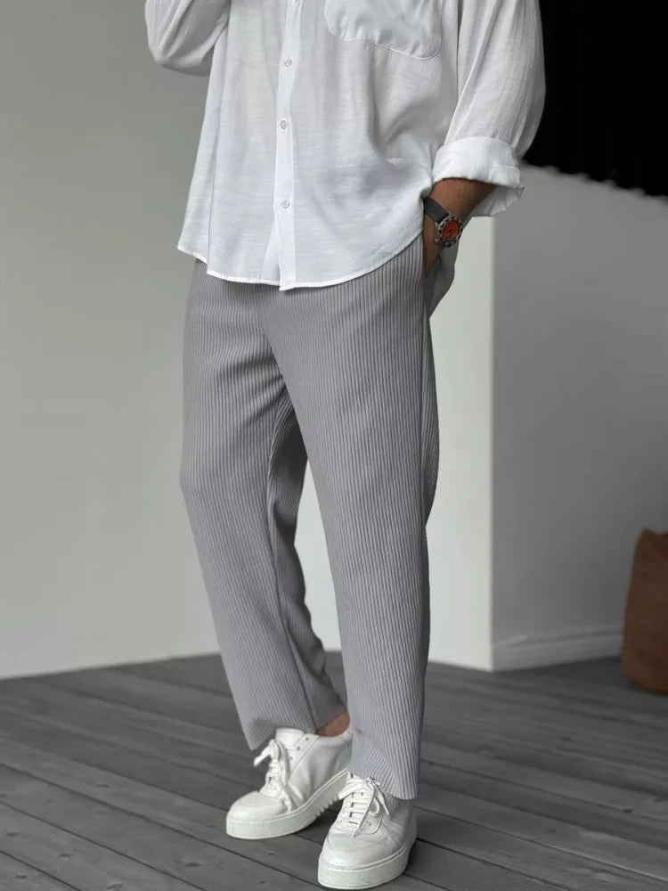 Luxury Men's Trousers in Soft Fabric – Alessio-Gray-S-State of Style