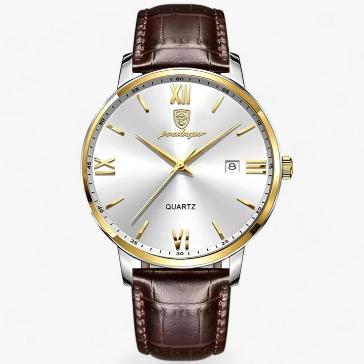Luxury Men's Watch with Leather Strap – Adrien-Gold White-State of Style