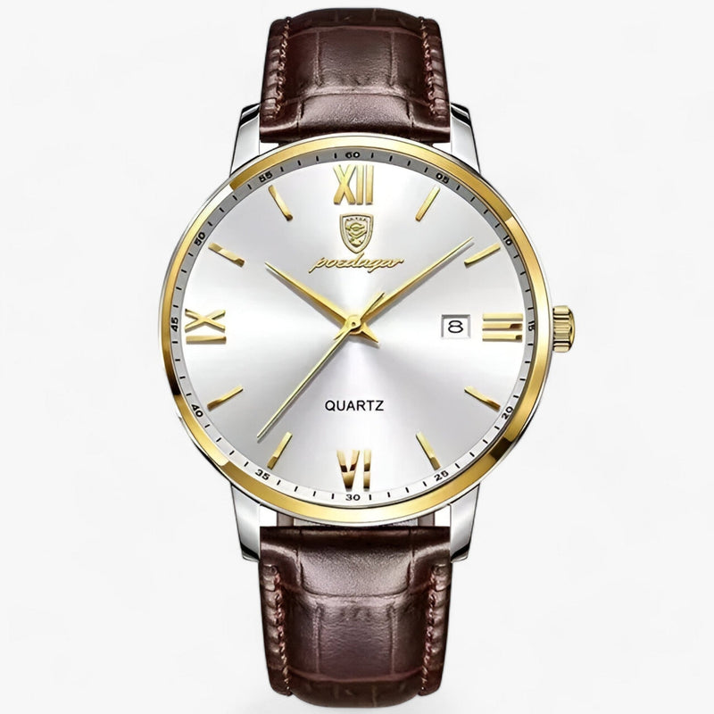 Luxury Men's Watch with Leather Strap – Adrien-Gold White-State of Style