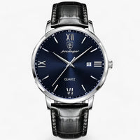 Luxury Men's Watch with Leather Strap – Adrien-Silver Blue-State of Style