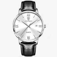 Luxury Men's Watch with Leather Strap – Adrien-Silver White-State of Style
