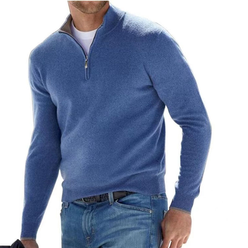 Luxury Men's Zip Sweater - Mason-Dark Blue-S-State of Style