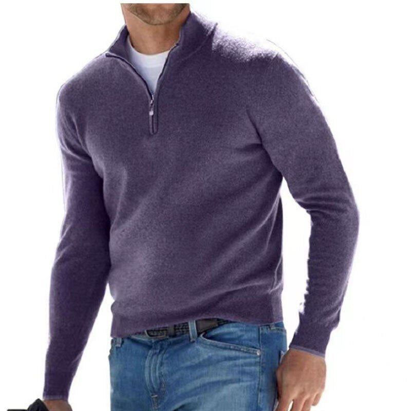Luxury Men's Zip Sweater - Mason-Dark Purple-S-State of Style