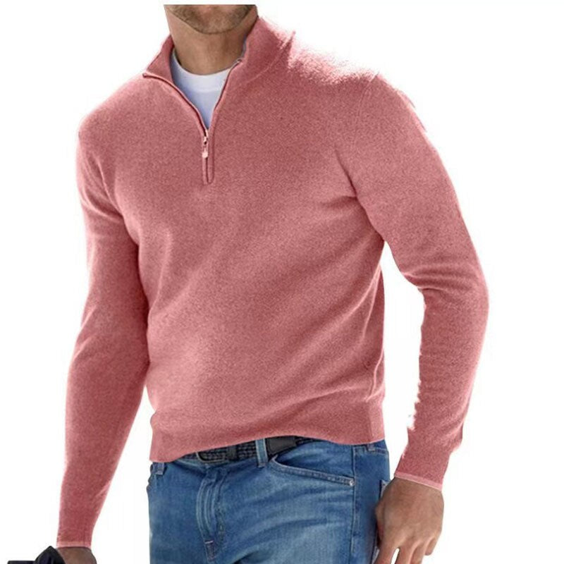 Luxury Men's Zip Sweater - Mason-Salmon Pink-S-State of Style
