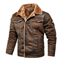 Luxury Oversized Leather Jacket with Velvet Lining - Victor-Brown-M-State of Style