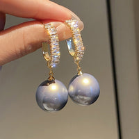 Luxury Pearl Earrings with Zirconia - Delphine-Grey-State of Style