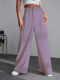 Luxury Plain Trousers With Wide Legs - Lana-S-Purple-State of Style
