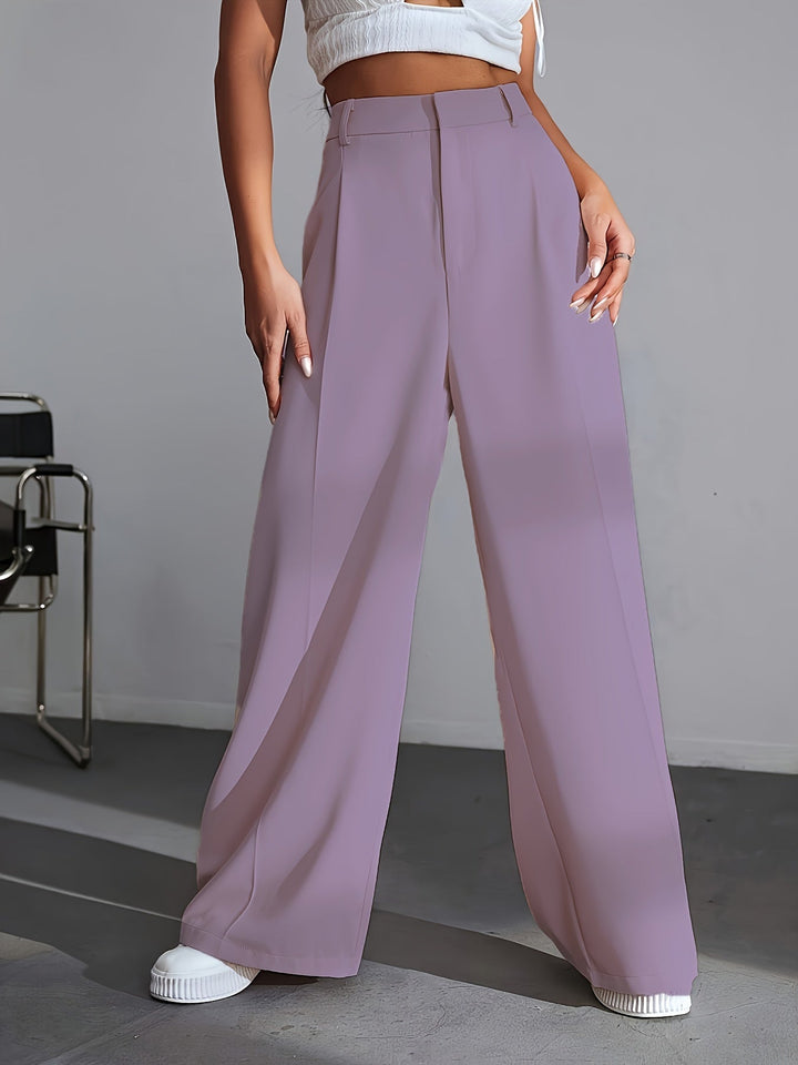 Luxury Plain Trousers With Wide Legs - Lana-S-Purple-State of Style