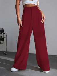 Luxury Plain Trousers With Wide Legs - Lana-S-Red-State of Style