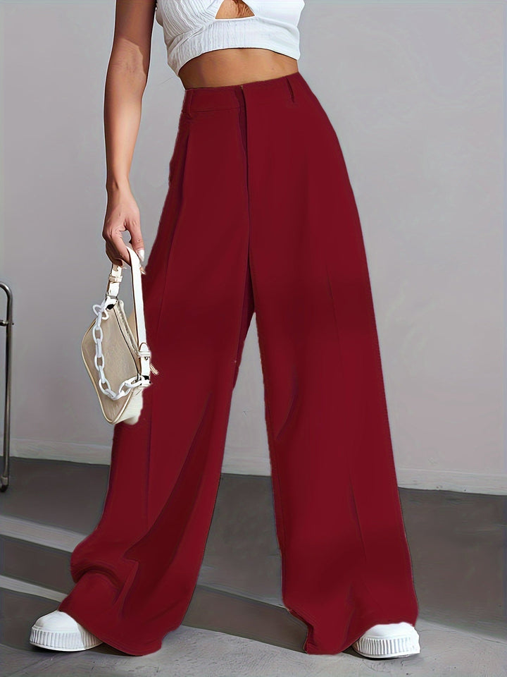 Luxury Plain Trousers With Wide Legs - Lana-S-White-State of Style