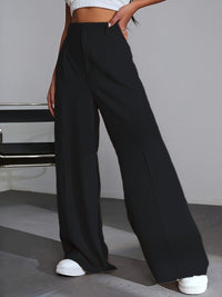 Luxury Plain Trousers With Wide Legs - Lana-S-White-State of Style
