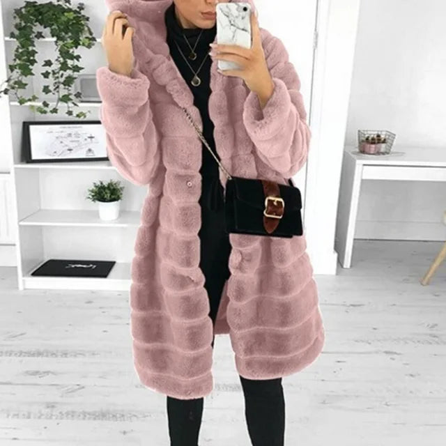 Luxury Quilted Winter Coat with Hood - Elega-Pink-XS-State of Style