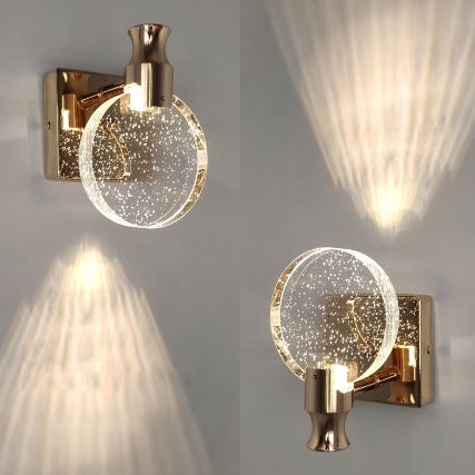 Luxury Round Crystal Wall Lamp – Celestia-Gold-Warm light-13cm-State of Style