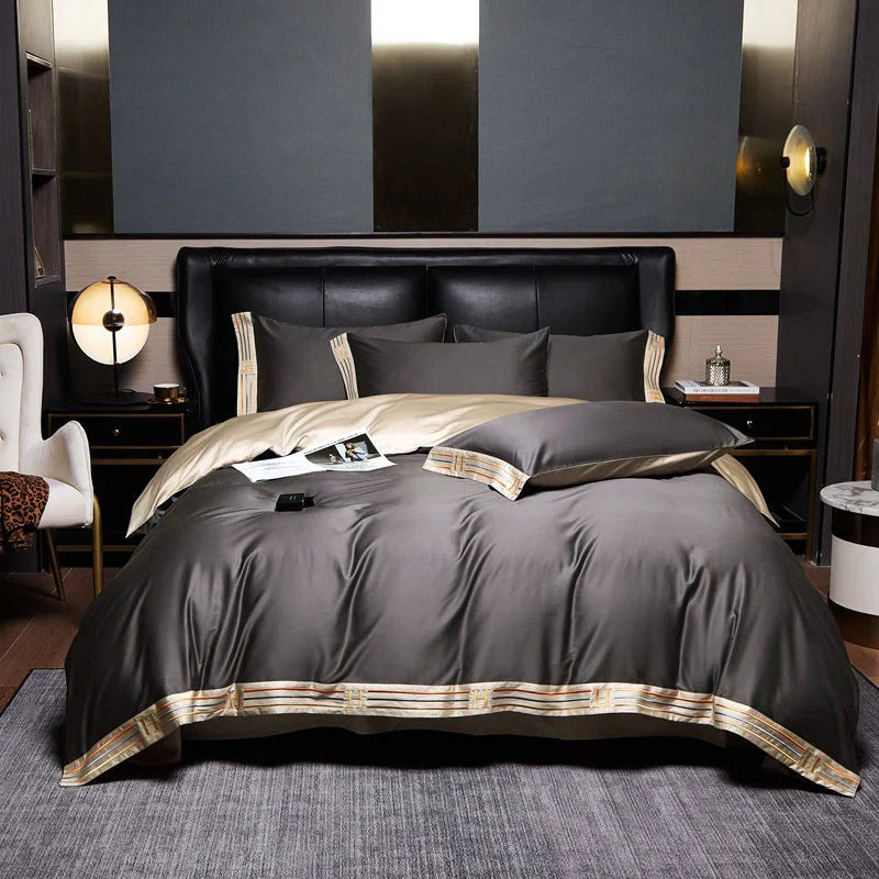 Luxury Satin Bedding Set 4-Piece - OpulenceSleep-Grey-1.5m 200x230cm-State of Style