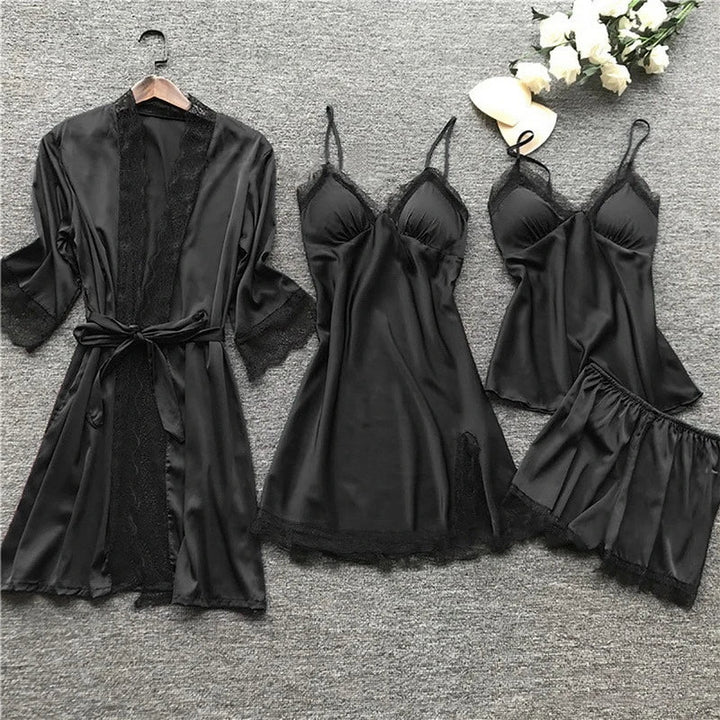 Luxury Satin Nightdress Set - Aurora-Black-S-State of Style