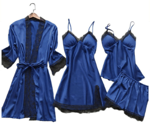 Luxury Satin Nightdress Set - Aurora-Dark Blue-S-State of Style