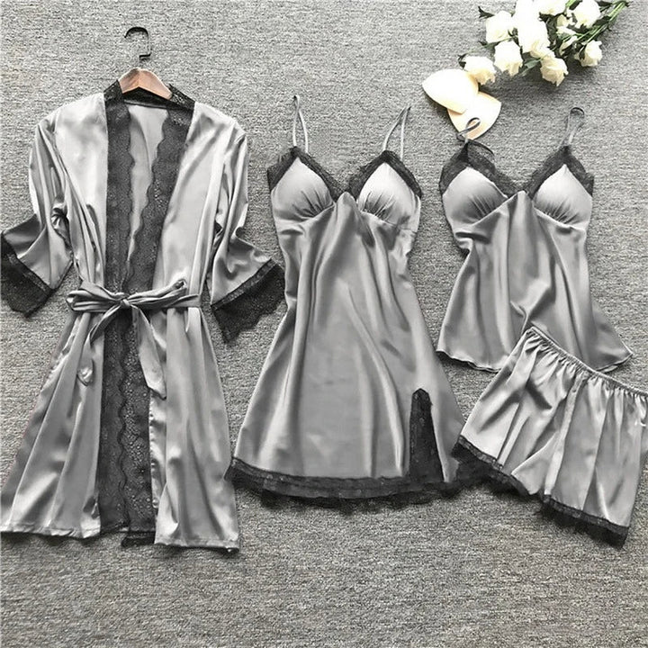 Luxury Satin Pyjama Set - Luna-Grey-S-State of Style