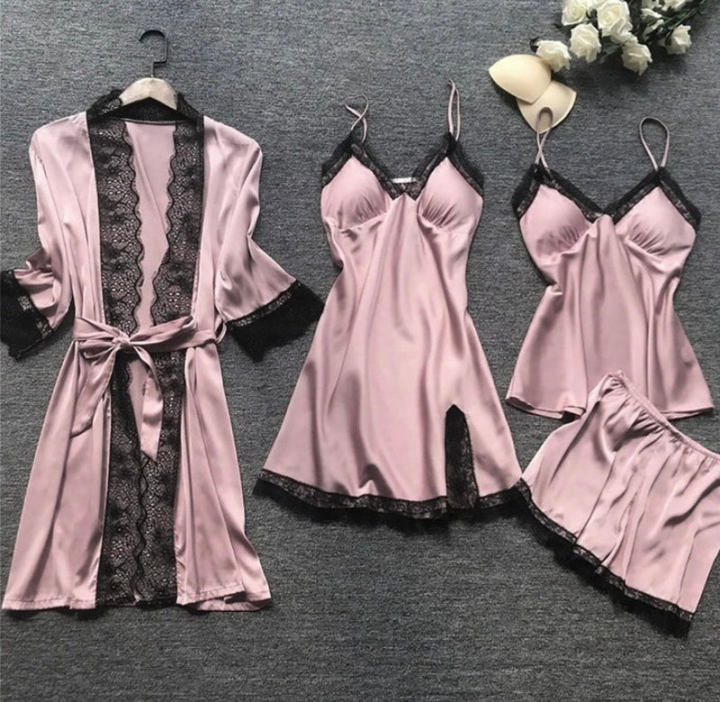 Luxury Satin Pyjama Set - Luna-Pink-S-State of Style