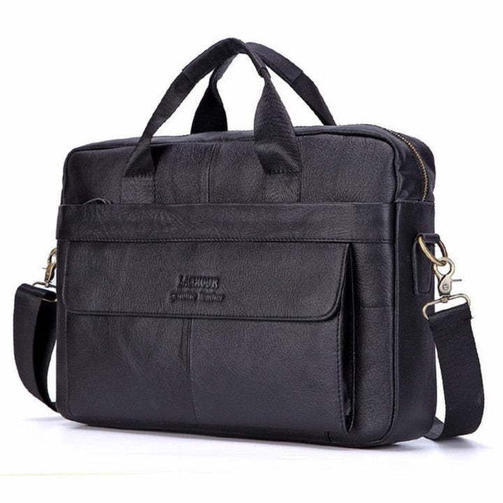 Luxury Stylish Leather Laptop Bag - Victor-Black 3-State of Style