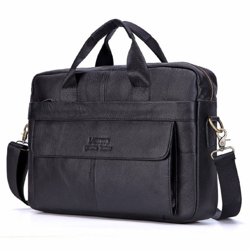 Luxury Stylish Leather Laptop Bag - Victor-Black 3-State of Style