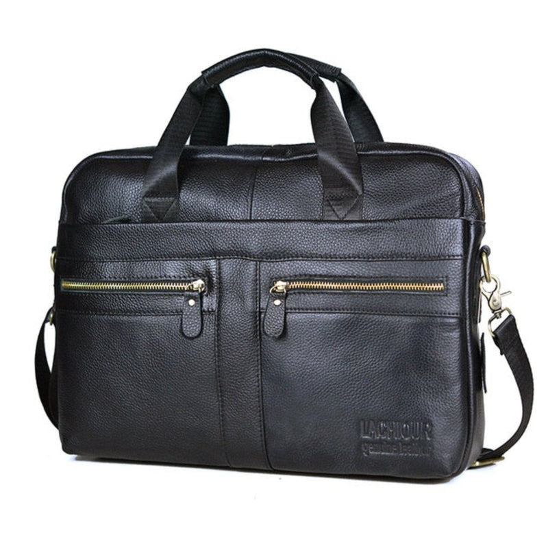 Luxury Stylish Leather Laptop Bag - Victor-Black-State of Style