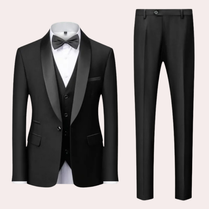 Luxury Three-Piece Suit for Men - Dante-Black-S-State of Style