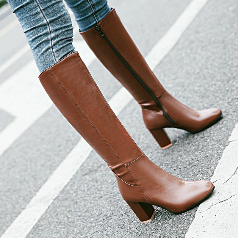 Luxury Vegan Leather Ankle Boots with Zip - Eden-Brown-2.5-State of Style