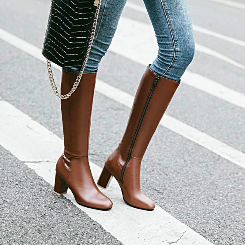 Luxury Vegan Leather Ankle Boots with Zip - Eden-Brown-2.5-State of Style