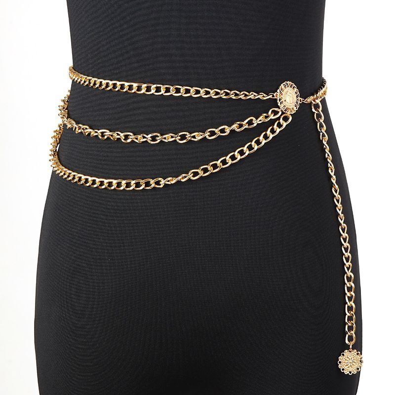 Luxury Waist Chain Belt – Gold & Silver Metal with Crystal Accents-Gold-State of Style