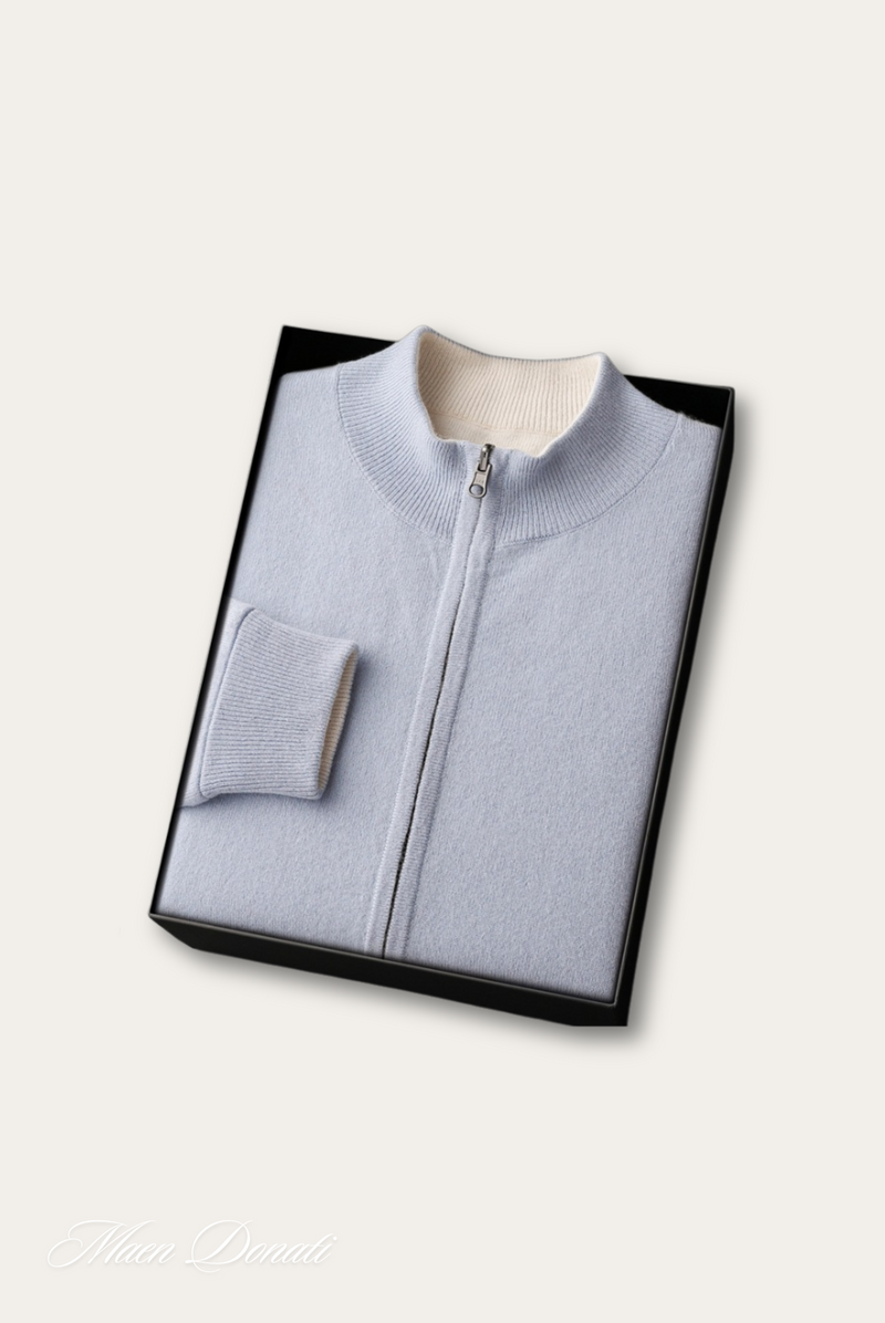 Luxury Warm Cashmere Cardigan for Men – Rowan-Silver Grey-S-State of Style